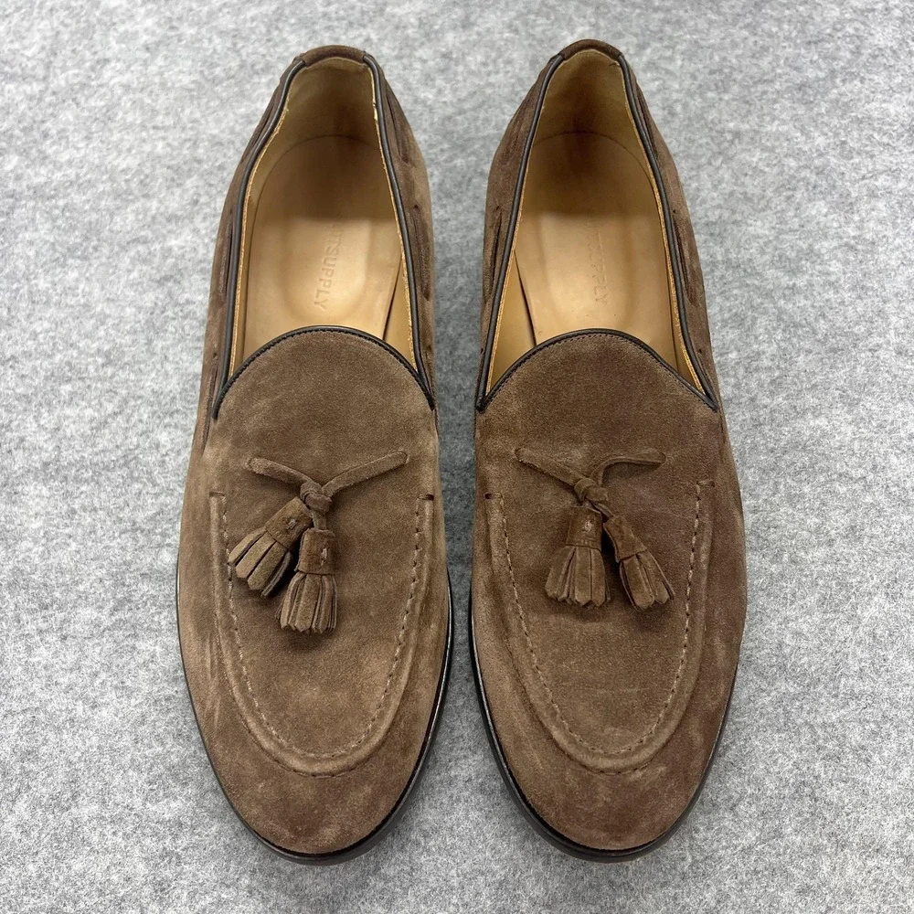 Suitsupply Shoes Mens Size 11 Brown Suede Tassel Loafers Leather Sole Italy